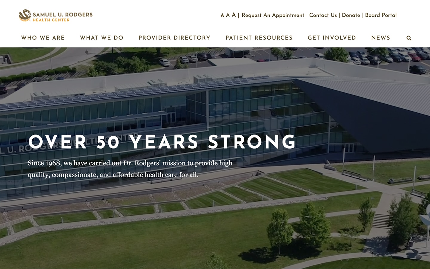 Samuel U. Rodgers Health Center website home page designed and developed by VOLTAGE