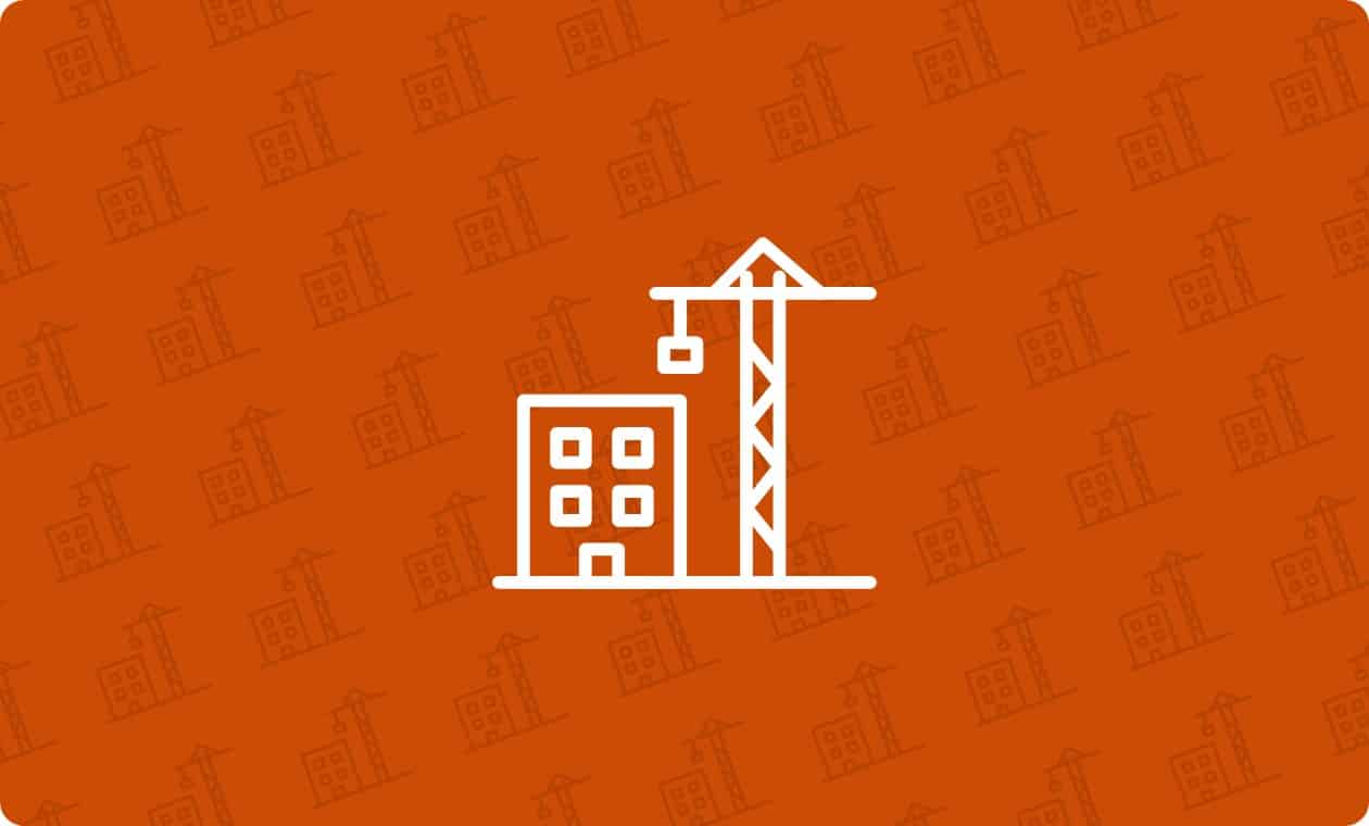 Line icon of a building and construction crane